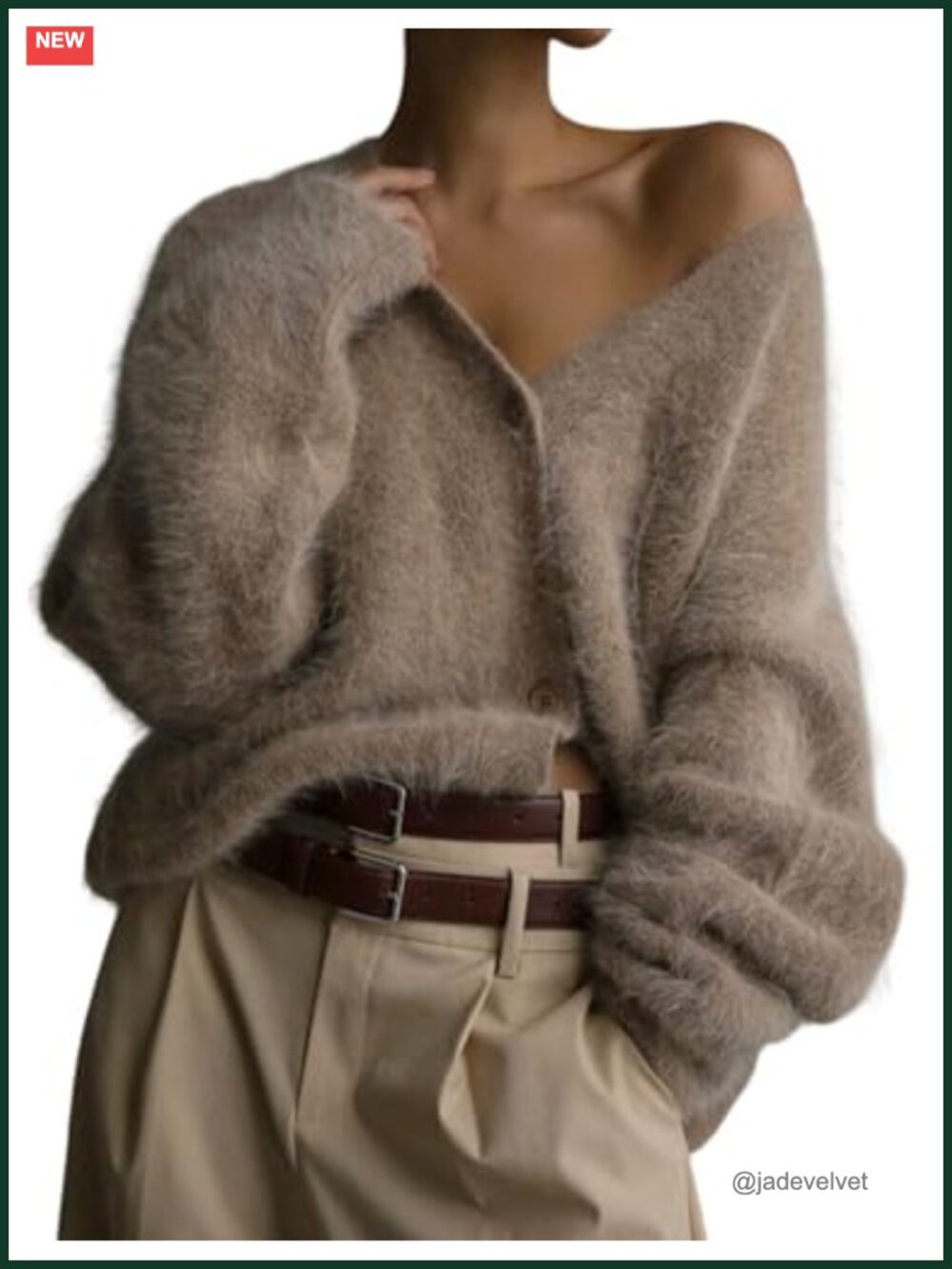 Fuzzy Knit Cardigan Sweater V Neck Long Sleeve Button Down Slouchy